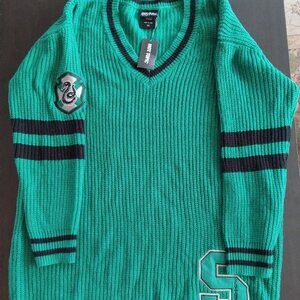 Harry Potter Slytherin Long Sweater Oversize Varsity Letter